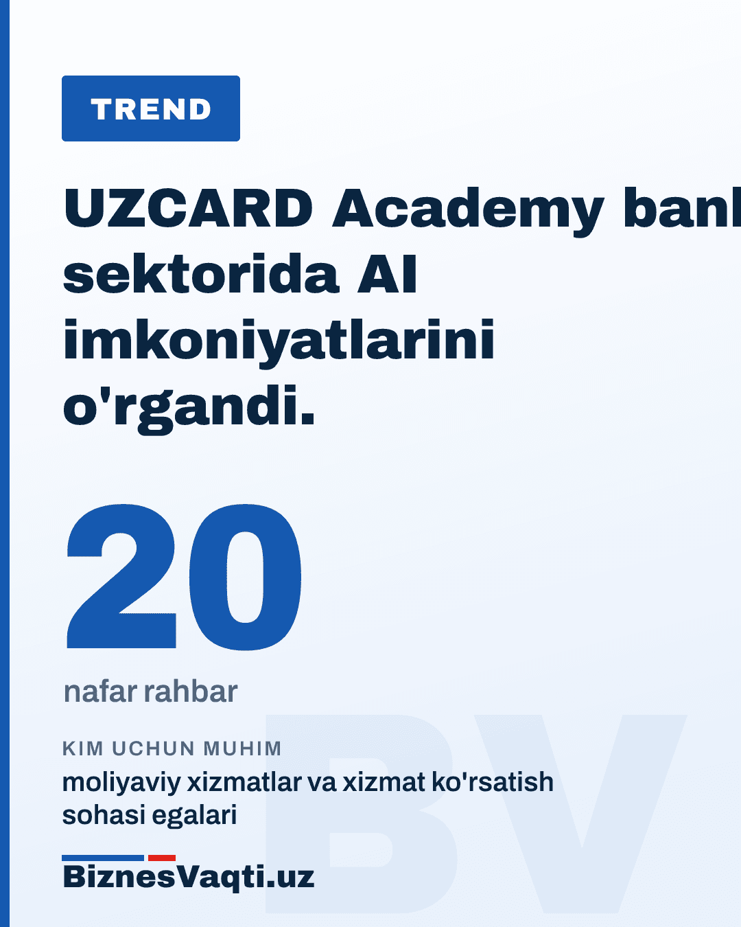 20 nafar rahbar — UZCARD Academy bank sektorida AI imkoniyatlarini o'rgandi.