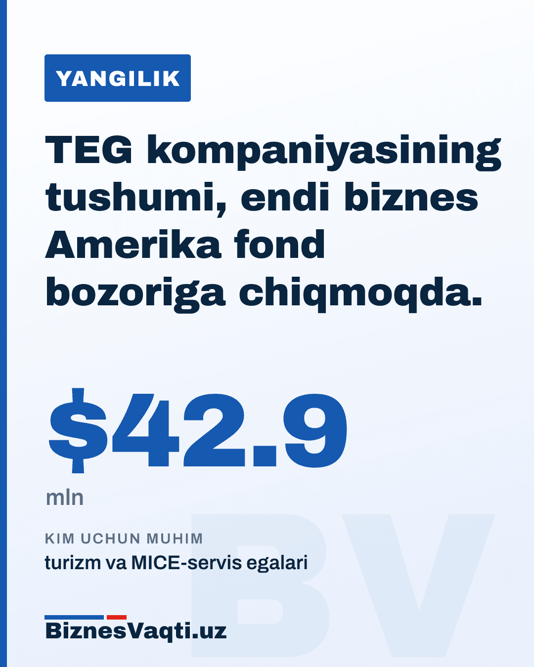 $42,9 mln — TEG kompaniyasining 2025-yildagi tushumi, endi biznes Amerika fond bozoriga chiqmoqda.
