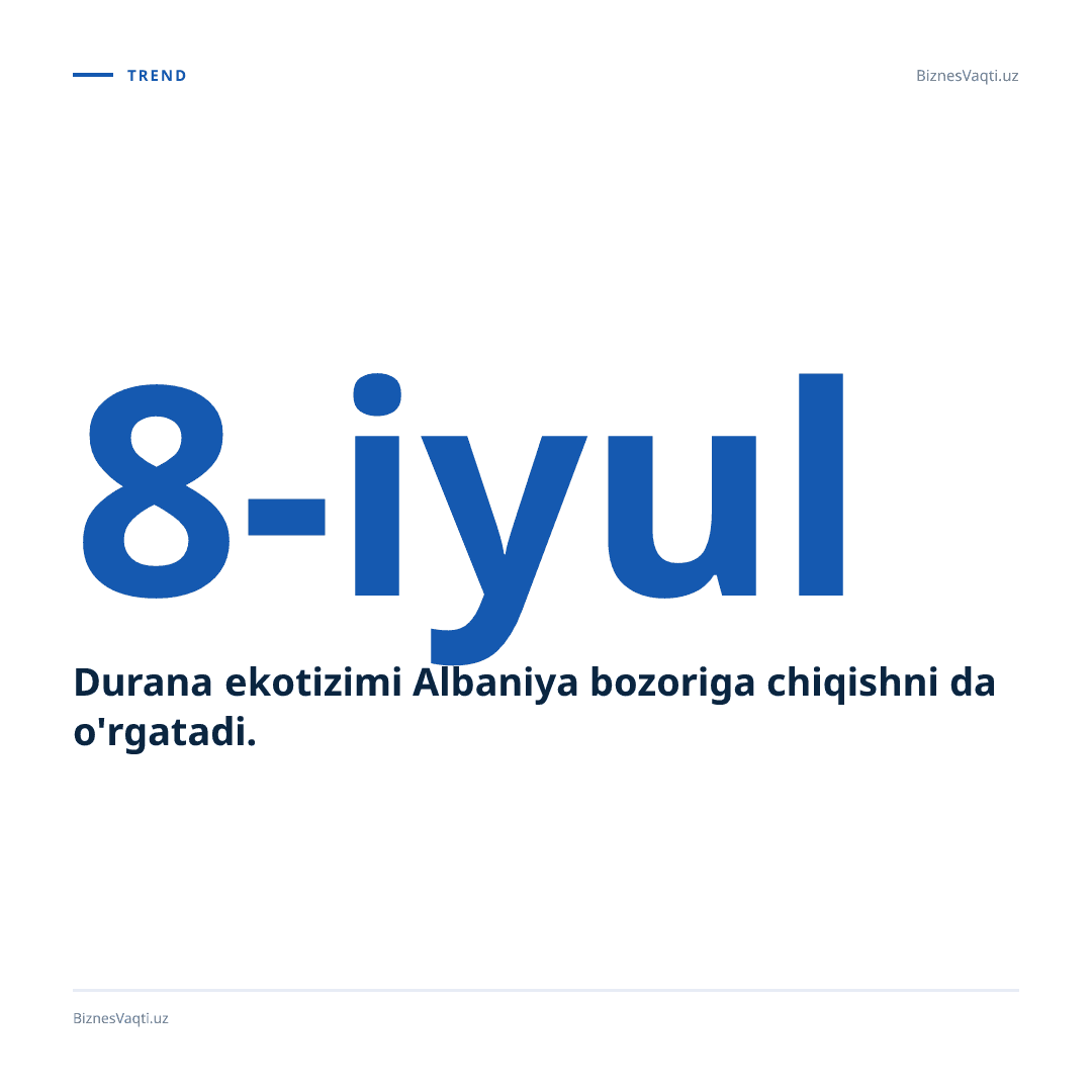 Durana ekotizimi Albaniya bozoriga chiqishni 8-iyulda o'rgatadi.