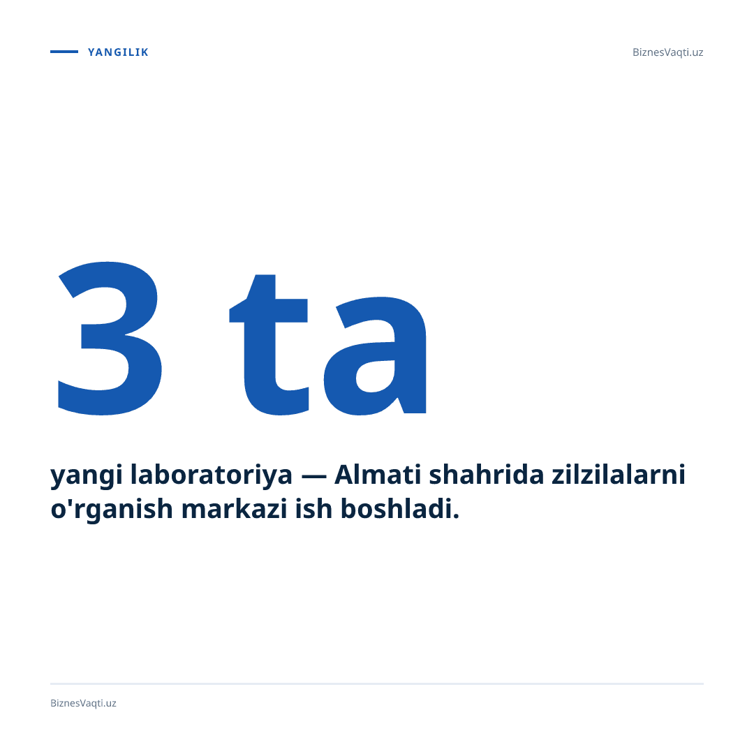 3 ta yangi laboratoriya — Almati shahrida zilzilalarni o'rganish markazi ish boshladi.