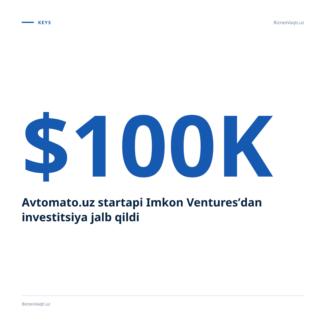 Avtomato.uz startapi Imkon Ventures’dan $100,000 investitsiya jalb qildi